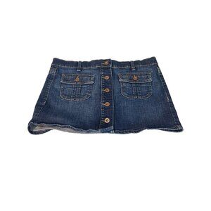 Old Navy Y2K Ultra Low Waist Denim Micro Mini Skirt 4 With Button Front & Pocket